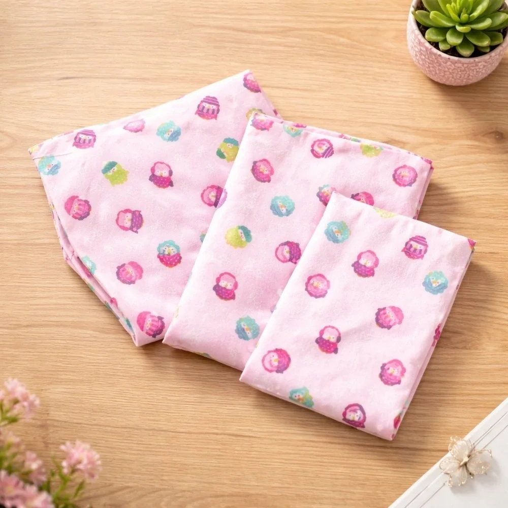 Pink Owl Patterned Bedding Sheets